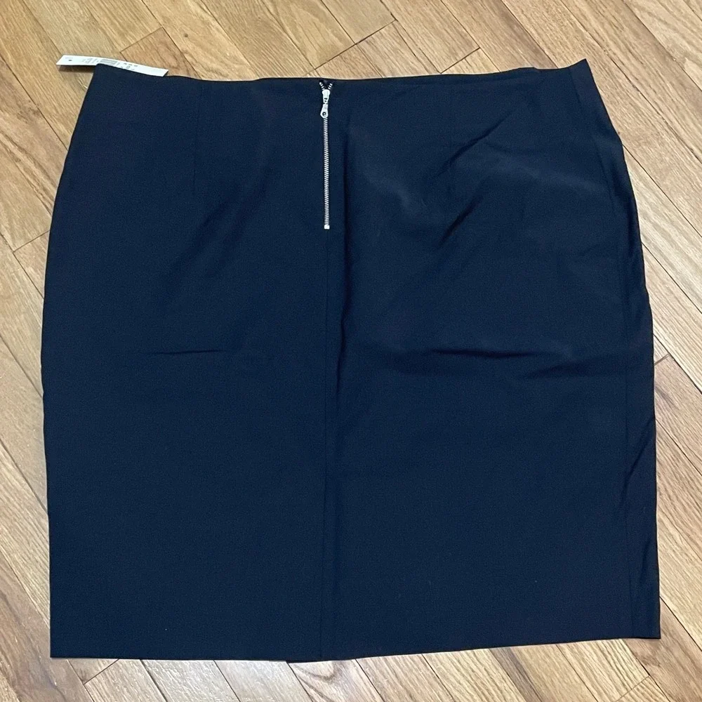Louben Women's 20 Black Wool Gabardine Pencil Skirt Plus Size Classic Career NWT